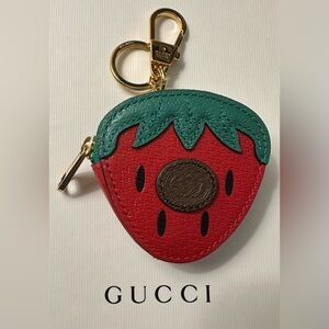 Gucci Strawberry Leather Key Pouch